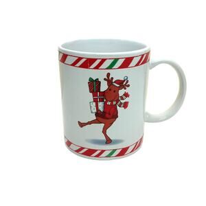 Reindeer Christmas Mug Holiday Deer Coffee Cup Whimsical Gift Idea Vintage Retro